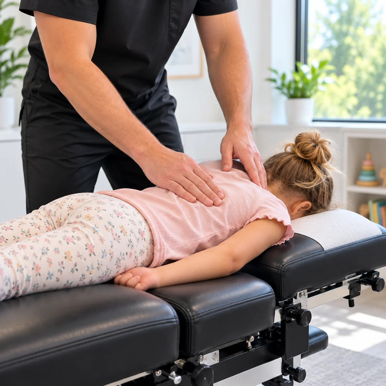 A gentle chiropractic adjustment for a young child