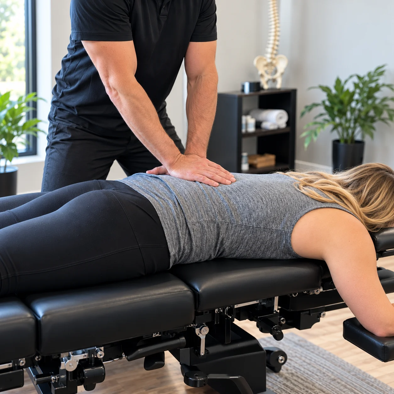 A gentle chiropractic adjustment for lower back pain