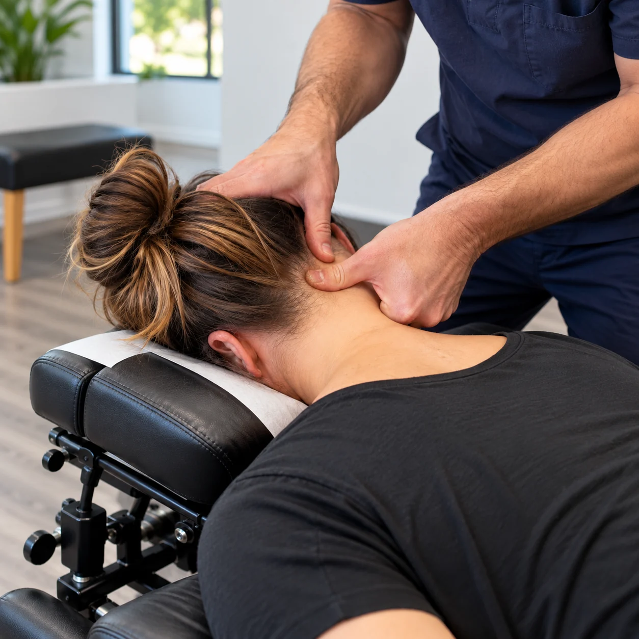 A gentle neck adjustment for auto accident and whiplash injuries
